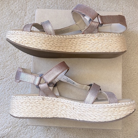 Brand New Nicole Genuine Leather Pathbreaker Espadrille Wedge Sandals Metallic - Picture 8 of 15